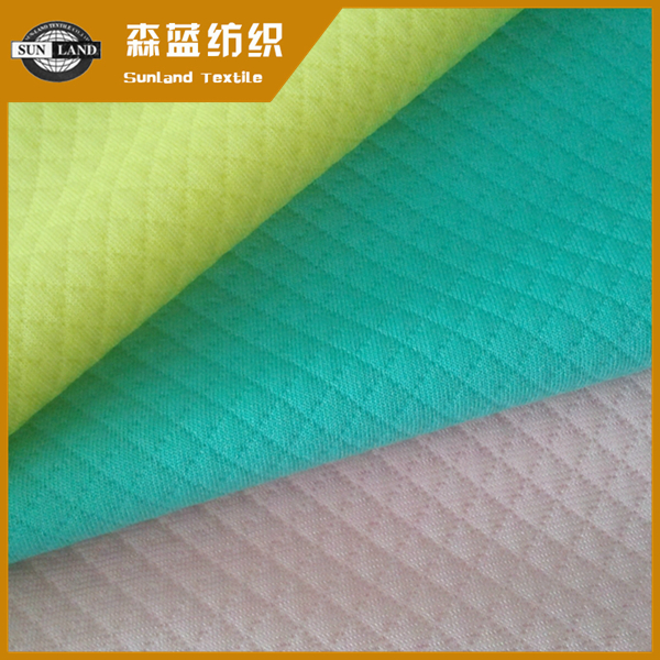 自贡全涤提花菱形空气层 polyester jacquard interlock